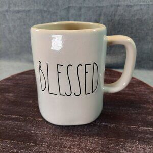 Rae Dunn Style "Blessed" Ceramic Coffee Mug Small Scrape near Handle